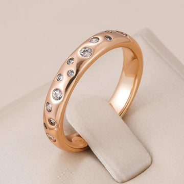 New Luxury Full Circle 14K Rolled Rose Gold Fashion AAA Zircon Diamonds Ring For Women, High Quality Daily Jewellery